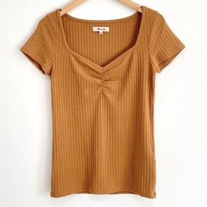 Madewell Ribbed Sweetheart Tee in Toffee, NWOT, ND850